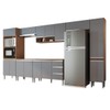 Armário de Cozinha Thalia 14 Portas 3 Gavetas Freijó/Cinza - Pnr Móveis