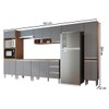 Armário de Cozinha Thalia 14 Portas 3 Gavetas Freijó/Cinza - Pnr Móveis