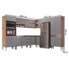 Armário de Cozinha Thalia 18 Portas 3 Gavetas Freijó/Cinza - Pnr Móveis