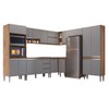 Armário de Cozinha Thalia 18 Portas 3 Gavetas Freijó/Cinza - Pnr Móveis