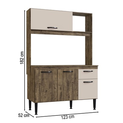 Cozinha Compacta Gaby 4 Portas 1 Gaveta com Tampo Itauba/Off White - Pnr Móveis