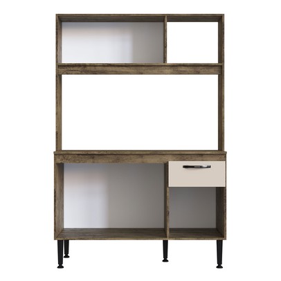 Cozinha Compacta Gaby 4 Portas 1 Gaveta com Tampo Itauba/Off White - Pnr Móveis