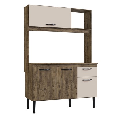 Cozinha Compacta Gaby 4 Portas 1 Gaveta com Tampo Itauba/Off White - Pnr Móveis