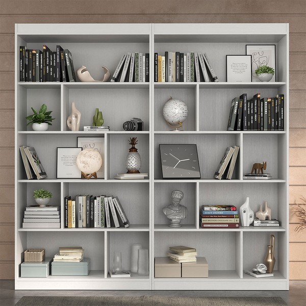 Estante para Livros 8 Prateleiras Branco Tx Cj-005 - Hecol Móveis