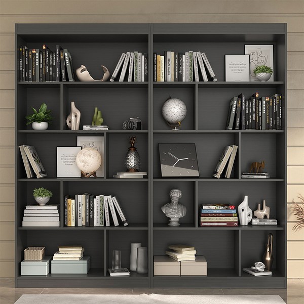 Estante para Livros 8 Prateleiras Grafite  Cj-005 - Hecol Móveis