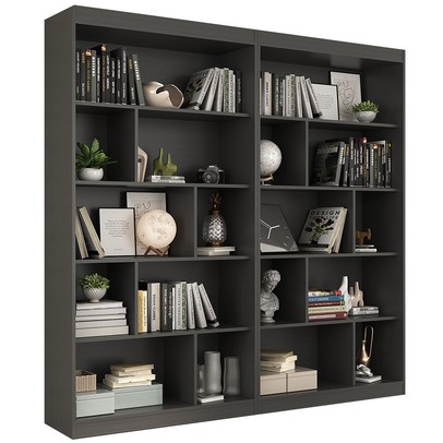 Estante para Livros 8 Prateleiras Grafite  Cj-005 - Hecol Móveis