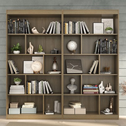 Estante para Livros 8 Prateleiras Avelã Tx Cj-005 - Hecol Móveis