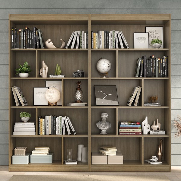 Estante para Livros 8 Prateleiras Avelã Tx Cj-005 - Hecol Móveis