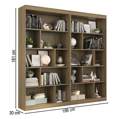 Estante para Livros 8 Prateleiras Avelã Tx Cj-005 - Hecol Móveis