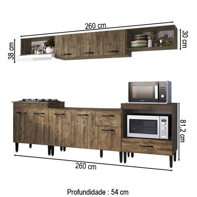 Armário de Cozinha Laís 9 Portas 1 Gaveta Itaúba - Pnr Móveis