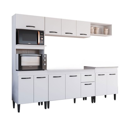 Armário de Cozinha Laís 11 Portas 1 Gaveta Branco - Pnr Móveis