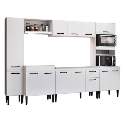 Armário de Cozinha Laís 13 Portas 1 Gaveta Branco - Pnr Móveis