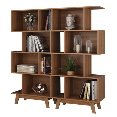 Estante para Livros 8 Nichos Nogal Cj-007 - Hecol Móveis