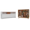 Sala de Estar Completa 2 Portas 6 Prateleiras Branco/Nogal Cj-040 - Hecol Móveis