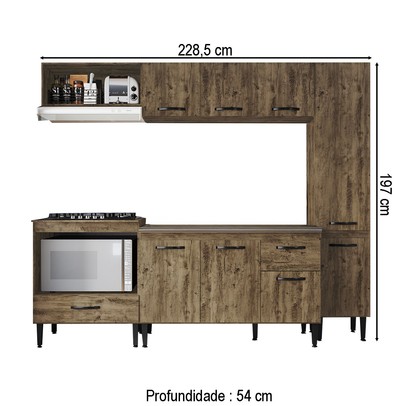Armário de Cozinha Laís 9 Portas 1 Gaveta Itaúba - Pnr Móveis