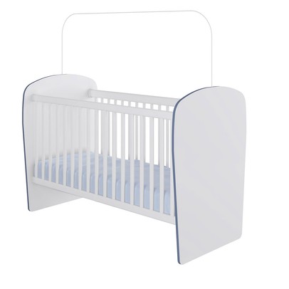 Berço Baby com Rodízios Branco/Azul - Percasa