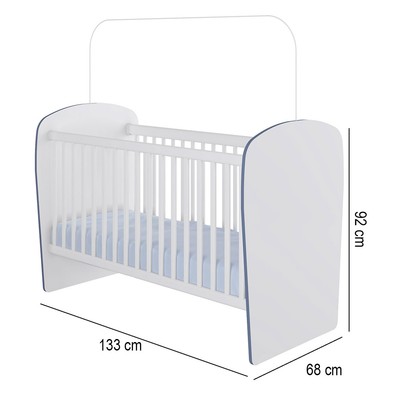 Berço Baby com Rodízios Branco/Azul - Percasa