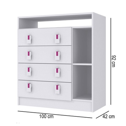 Cômoda Infantil Baby 4 Gavetas Branca - Percasa