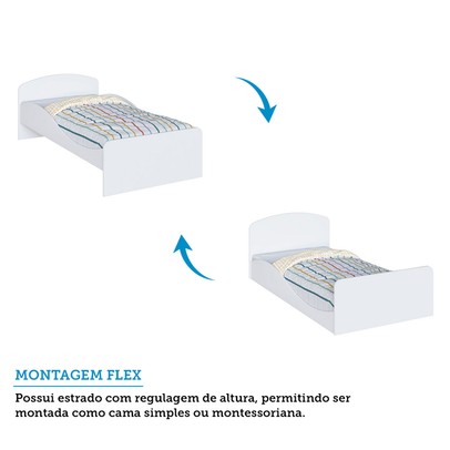 Cama Infantil Lua 100% Mdf Branco Brilho - Móveis Peroba