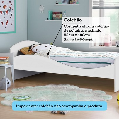 Cama Infantil Lua 100% Mdf Branco Brilho - Móveis Peroba