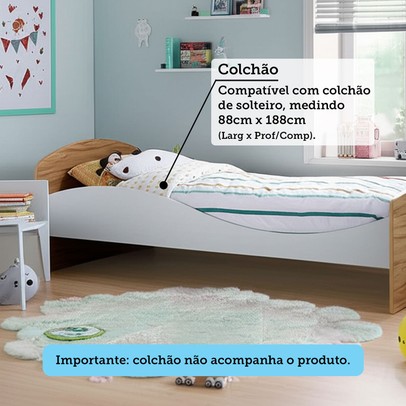 Cama Infantil Lua 100% Mdf Branco Brilho/Amêndoa - Móveis Peroba