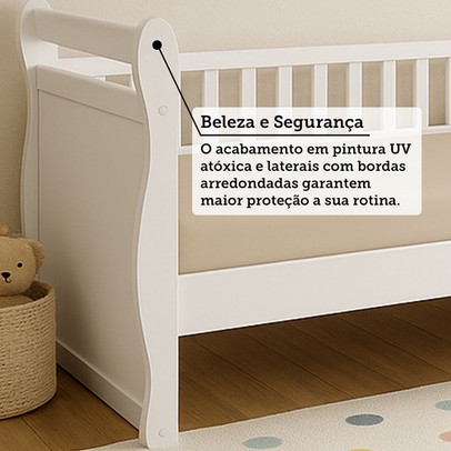 Cama Infantil Maria 100% Mdf Branco Brilho - Móveis Peroba