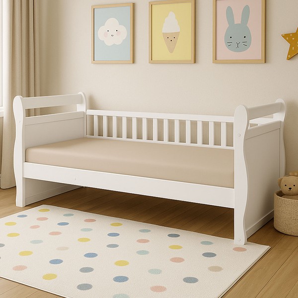 Cama Infantil Maria 100% Mdf Branco Brilho - Móveis Peroba