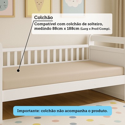 Cama Infantil Maria 100% Mdf Branco Brilho - Móveis Peroba