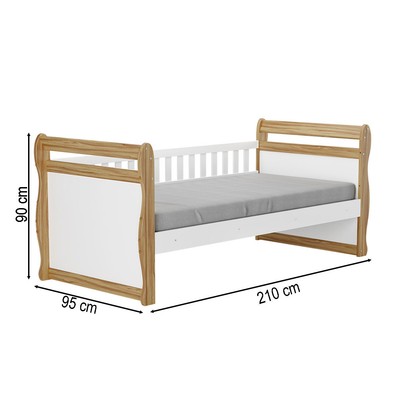 Cama Infantil Maria 100% Mdf Branco Brilho/Amêndoa - Móveis Peroba