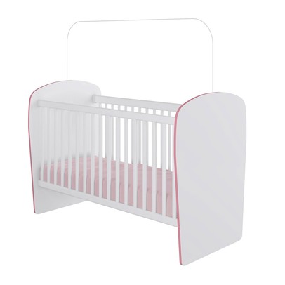 Berço Baby com Rodízios Branco/Rosa - Percasa