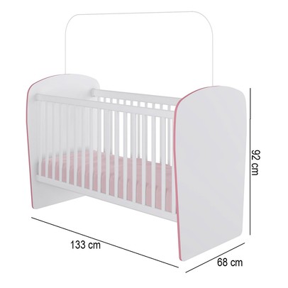 Berço Baby com Rodízios Branco/Rosa - Percasa