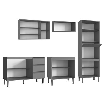 Armário de Cozinha Hermínia 12 Portas 3 Gavetas Crema - Pnr Móveis