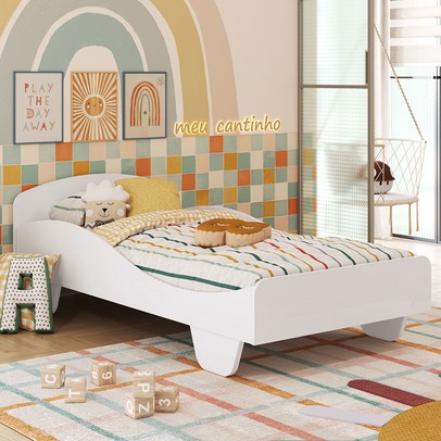 Cama Infantil Sol 100% Mdf Branco Brilho - Móveis Peroba