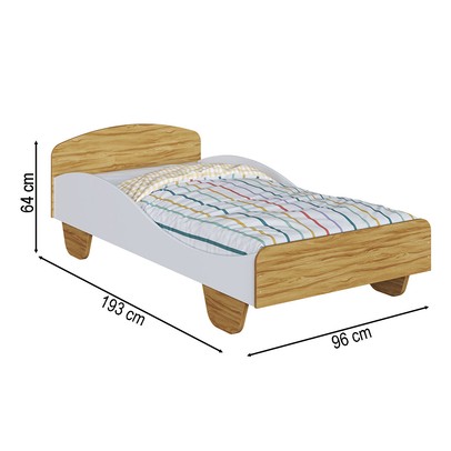 Cama Infantil Sol 100% Mdf Branco Brilho/Amêndoa - Móveis Peroba