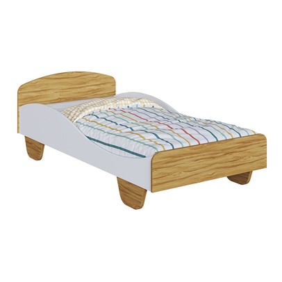 Cama Infantil Sol 100% Mdf Branco Brilho/Amêndoa - Móveis Peroba