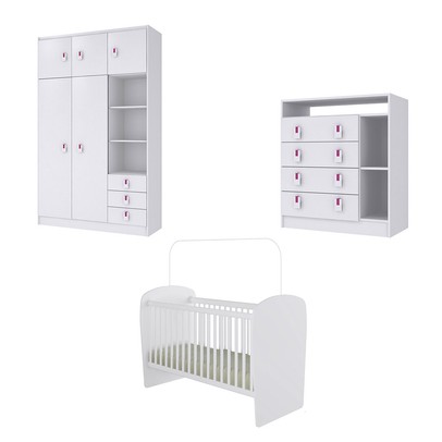 Quarto de Bebê Completo Coruja 5 Portas 7 Gavetas Branco - Percasa