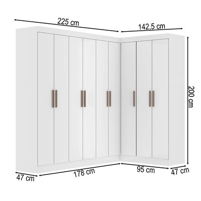 Guarda-Roupa Casal Modulado Paris 9 Portas 2 Gavetas Branco - Maxel