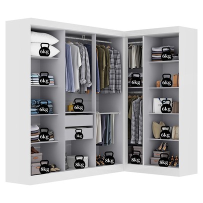 Guarda-Roupa Casal Modulado Paris 9 Portas 2 Gavetas Branco - Maxel