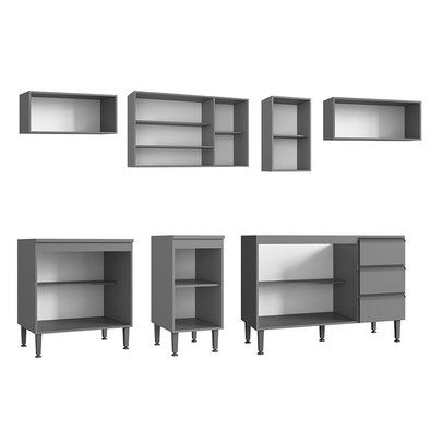 Armário de Cozinha Hermínia com Bancada 11 Portas Crema - Pnr Móveis