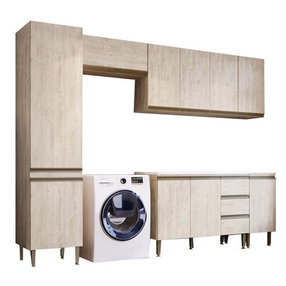 Lavanderia Completa Hermínia 10 Portas 3 Gavetas Crema - Pnr Móveis