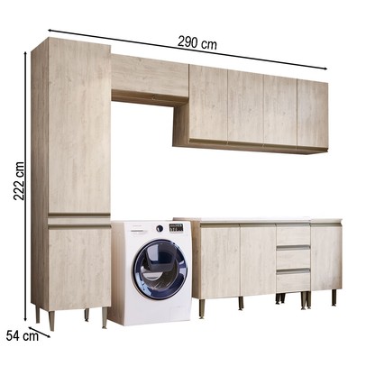 Lavanderia Completa Hermínia 10 Portas 3 Gavetas Crema - Pnr Móveis