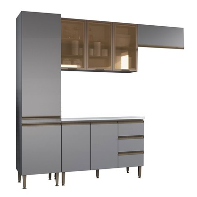 Lavanderia Completa Hermínia 8 Portas 3 Gavetas Cinza - Pnr Móveis