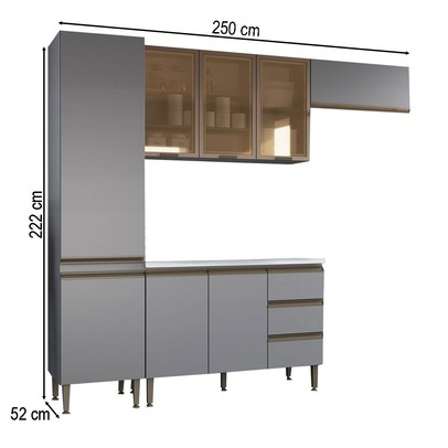 Lavanderia Completa Hermínia 8 Portas 3 Gavetas Cinza - Pnr Móveis