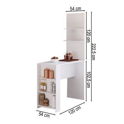 Bancada de Cozinha Nara 5 Prateleiras Branco - Pnr Móveis