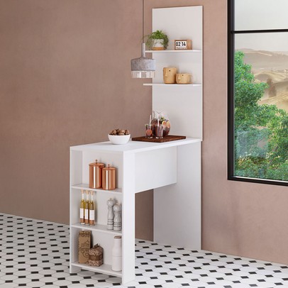 Bancada de Cozinha Nara 5 Prateleiras Branco - Pnr Móveis