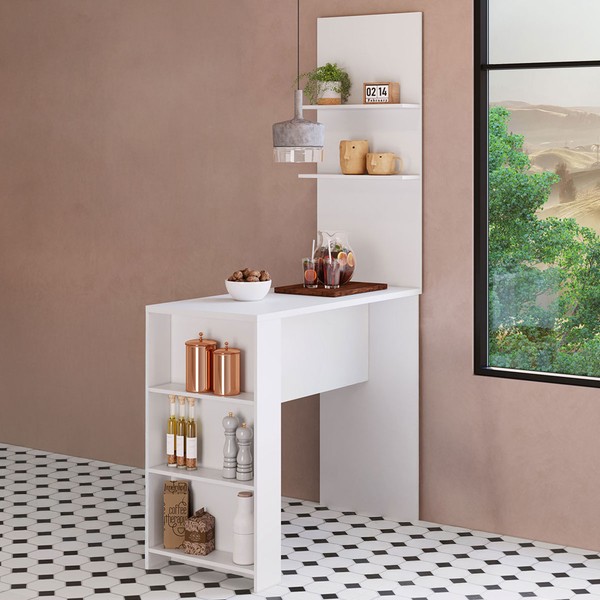 Bancada de Cozinha Nara 5 Prateleiras Branco - Pnr Móveis