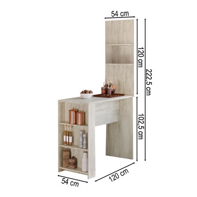 Bancada de Cozinha Nara 5 Prateleiras Crema - Pnr Móveis