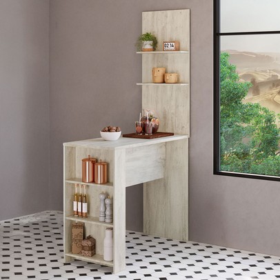 Bancada de Cozinha Nara 5 Prateleiras Crema - Pnr Móveis