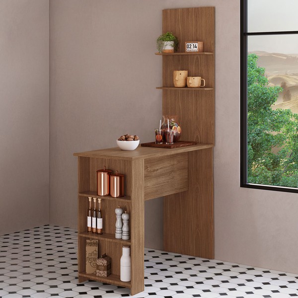 Bancada de Cozinha Nara 5 Prateleiras Freijó - Pnr Móveis