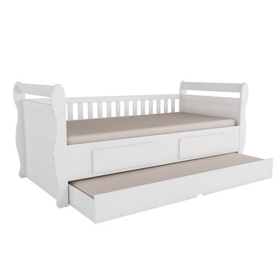 Cama Infantil Bicama Maria 2 Gavetas 100% Mdf Branco - Móveis Peroba